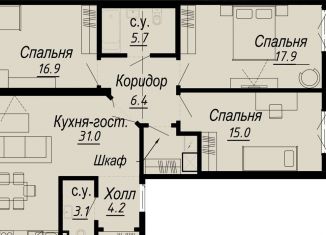 Продаю 3-ком. квартиру, 105 м2, Санкт-Петербург, муниципальный округ Аптекарский Остров