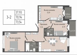 Продажа 3-комнатной квартиры, 73.5 м2, Сертолово