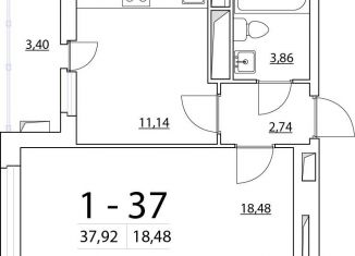 Продажа однокомнатной квартиры, 37.5 м2, Санкт-Петербург, Планерная улица, 97к1, ЖК Нью Тайм