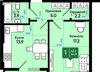 1-ком. квартира на продажу, 45 м2, Батайск, улица Олимпийское Кольцо, 36к21