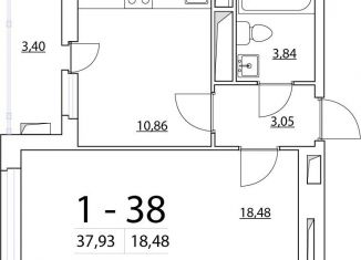 1-комнатная квартира на продажу, 37.5 м2, Санкт-Петербург, Планерная улица, 97к1, ЖК Нью Тайм