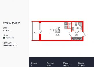 Продаю квартиру студию, 24.6 м2, Санкт-Петербург, метро Политехническая