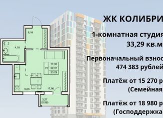 Продаю квартиру студию, 33.3 м2, Барнаул, улица Советской Армии, 60, Железнодорожный район