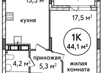 1-комнатная квартира на продажу, 44.1 м2, Нижний Новгород, жилой комплекс Подкова на Цветочной, 9, Приокский район
