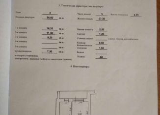 Продается трехкомнатная квартира, 58.6 м2, Воткинск, Рабочая улица, 1