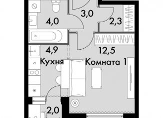 Продается квартира студия, 27.7 м2, посёлок Развилка, ЖК Римский