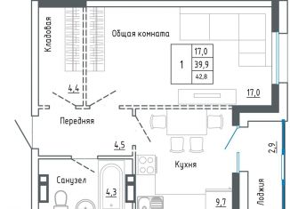 Продается 1-комнатная квартира, 42.8 м2, Уссурийск, улица Александра Францева, 42