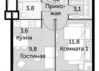 Продаю 2-комнатную квартиру, 36.2 м2, Москва, метро Тушинская, жилой комплекс Движение Тушино, к1-2