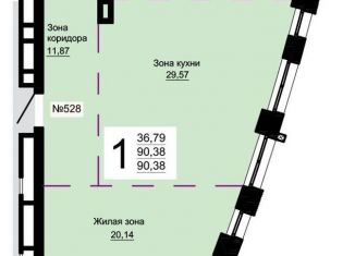 1-комнатная квартира на продажу, 90.4 м2, Екатеринбург, ЖК Форум Сити