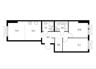 Продается трехкомнатная квартира, 62.7 м2, Москва, ЖК Кольская 8