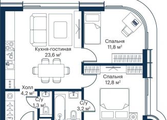 Продается двухкомнатная квартира, 56.9 м2, Москва, район Покровское-Стрешнево