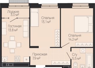 Продам 2-комнатную квартиру, 55.9 м2, Нижний Новгород, метро Стрелка