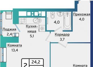 Продается двухкомнатная квартира, 42.2 м2, Ижевск, улица Васнецова, 38, Индустриальный район