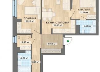 Продается трехкомнатная квартира, 92.3 м2, Екатеринбург, ЖК Северное Сияние, улица Уральских Рабочих