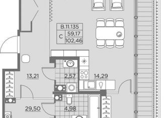 Продажа 1-комнатной квартиры, 107.1 м2, Санкт-Петербург, ЖК Альтер, проспект Шаумяна, 14