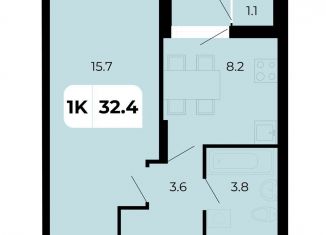 Продается 1-ком. квартира, 32.4 м2, поселок Верхнетемерницкий, улица Венеры, 19/2