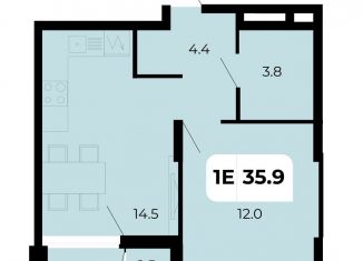 Продаю 1-ком. квартиру, 35.9 м2, поселок Верхнетемерницкий, улица Венеры, 19/2