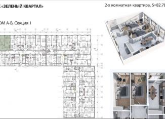 2-комнатная квартира на продажу, 83 м2, Нальчик, район Завокзальный, улица Циолковского, 7Б