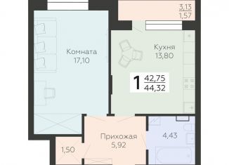 Продажа 1-комнатной квартиры, 44.3 м2, Воронеж, улица Независимости, 78