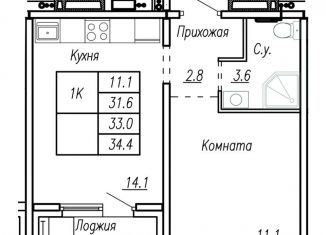 1-ком. квартира на продажу, 33 м2, Барнаул, Индустриальный район, улица Шумакова