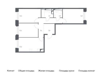 Продажа 3-комнатной квартиры, 76.2 м2, Московская область, жилой комплекс Заречье Парк, к3.2