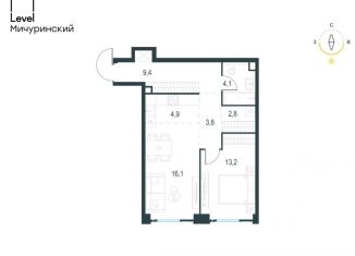Продам двухкомнатную квартиру, 54.3 м2, Москва, метро Раменки, жилой комплекс Левел Мичуринский, к1