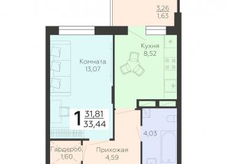 Продается 1-комнатная квартира, 33.4 м2, Воронеж