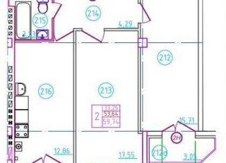 2-ком. квартира на продажу, 59.7 м2, Шахты, переулок Бродского, 10