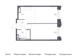 Продажа 1-комнатной квартиры, 44.8 м2, Московская область, жилой комплекс Заречье Парк, к3.2