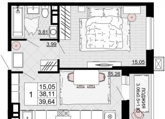 Продажа 1-комнатной квартиры, 39.6 м2, Майкоп