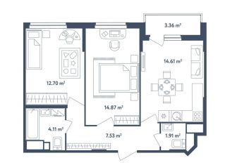 Продам 3-комнатную квартиру, 57.4 м2, поселок Мещерино