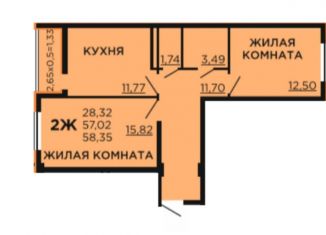 Продам двухкомнатную квартиру, 58 м2, Краснодарский край, улица Краеведа Соловьёва, 6к6