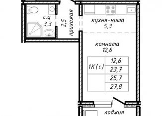 Продаю 1-комнатную квартиру, 25.7 м2, Новосибирск, улица Связистов, 162к4с, ЖК Азимут