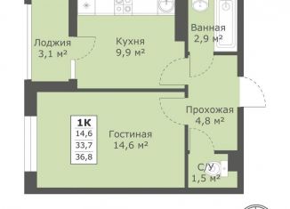 Продажа 1-ком. квартиры, 36.8 м2, Ставрополь, микрорайон № 28