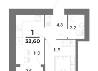 Продаю однокомнатную квартиру, 32.6 м2, Рязанская область