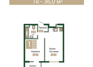Продаю однокомнатную квартиру, 36 м2, Крым