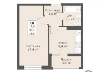 Продаю однокомнатную квартиру, 36.8 м2, Ставрополь, Промышленный район