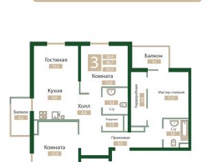 Продается 3-комнатная квартира, 92.5 м2, Крым