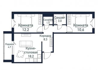 Продается 2-ком. квартира, 53.9 м2, Челябинская область, улица имени капитана Ефимова, 4