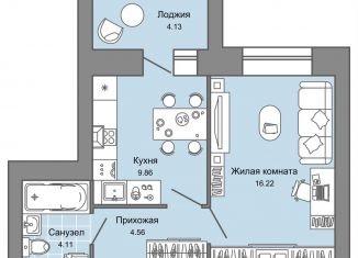 Продажа однокомнатной квартиры, 37 м2, Ульяновск, жилой комплекс Город Новаторов, 1, Засвияжский район