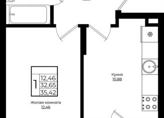 Однокомнатная квартира на продажу, 35.3 м2, Краснодар, Прикубанский округ