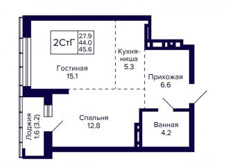 Продам 2-комнатную квартиру, 45.6 м2, Новосибирск, Дзержинский район, улица Фрунзе, с1