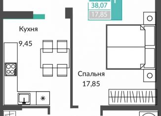 1-комнатная квартира на продажу, 38.1 м2, Перовское сельское поселение