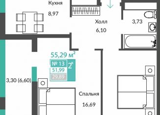 Продается 2-комнатная квартира, 52 м2, Крым