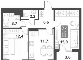 Продажа двухкомнатной квартиры, 55.2 м2, Новосибирск, метро Заельцовская, Тайгинская улица, с3