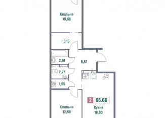Продажа 2-комнатной квартиры, 65.7 м2, Мурино