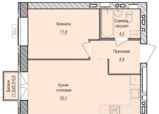 Продажа 1-комнатной квартиры, 40.8 м2, Удмуртия