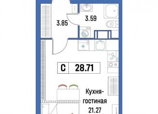Продается квартира студия, 28.7 м2, Ленинградская область