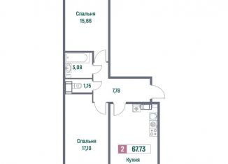 Продажа двухкомнатной квартиры, 67.7 м2, Мурино