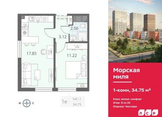 Однокомнатная квартира на продажу, 34.8 м2, Санкт-Петербург, метро Ленинский проспект